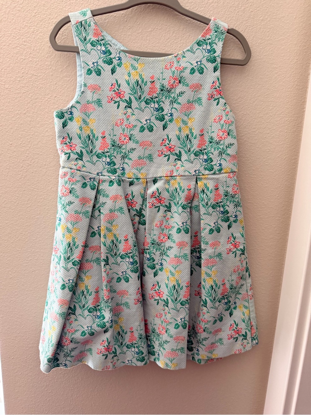 Janie and Jack Mint Floral Pleated Dress